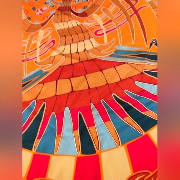 Native Aboriginal Art Silk Scarf Rolled Hem - Picture 7 of 14